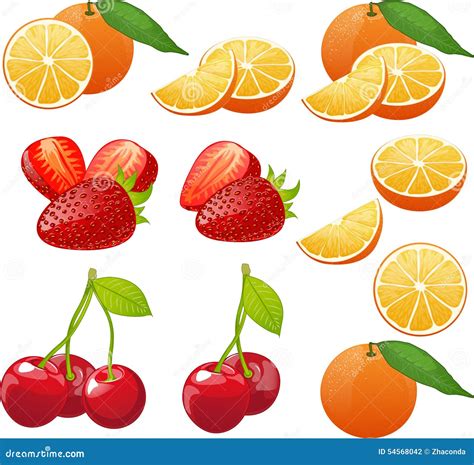 Orange Cherry Strawberry Illustrations Stock Vector Illustration Of
