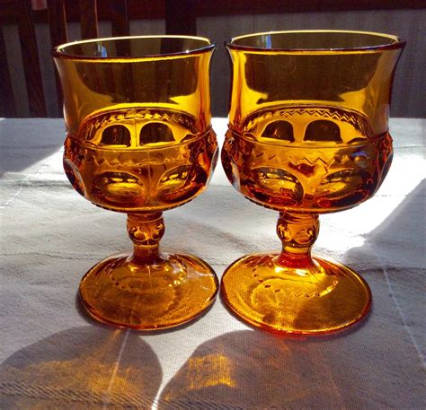 Vintage Amber Glass Set Of 2 Cordial Aperitif Glasses Etsy