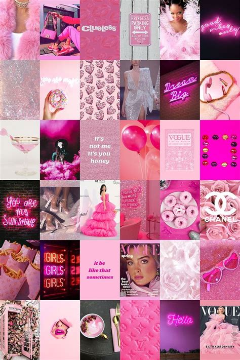 Boujee Pink Aesthetic Wall Collage Kit 60 Pcs Pink Photo Wall Baddie