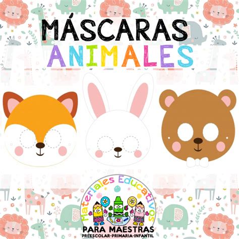 Adorables Máscaras De Animales Materiales Educativos Para Maestras