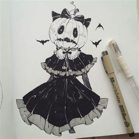 Pumpkin Character Art Drawings Halloween Art