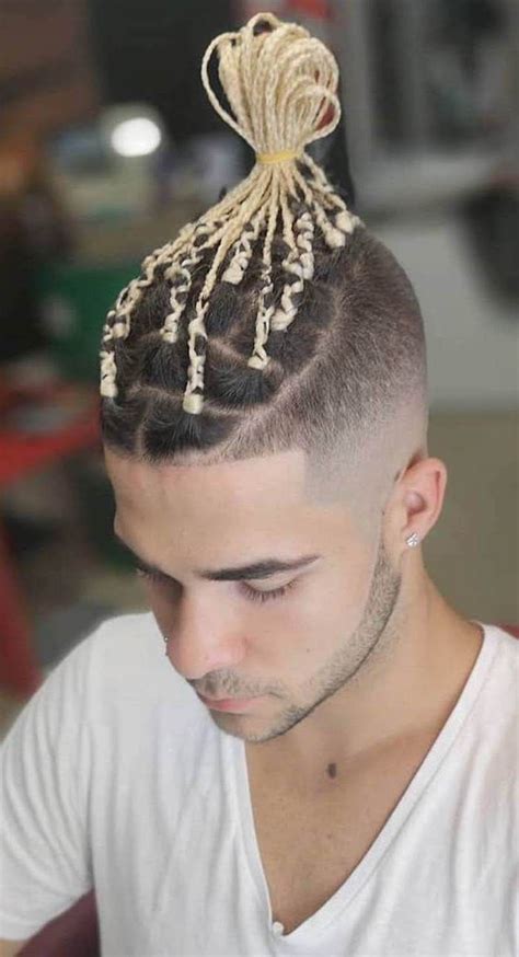 Looking Good Braided Hairstyles For Men White Hair Man Buns Ponytails
