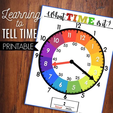 Learn To Tell Time Printable Clock Kids Learning Game Etsy