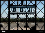 Jedem Das Seine. Haupttor des KZ Buchenwald bei Weimar, Deutschland ...