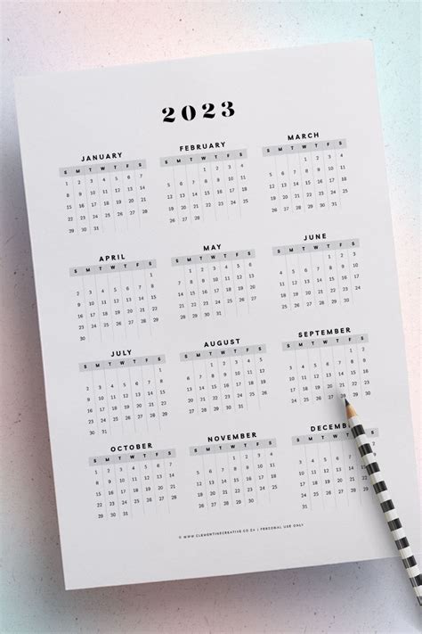 Free Printable Year At A Glance Calendar Printable Templates By Nora