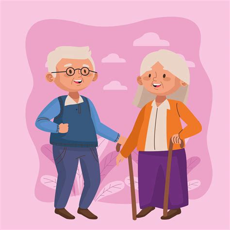 Old Couple Walking With Canes Active Seniors Characters Scene 2524319