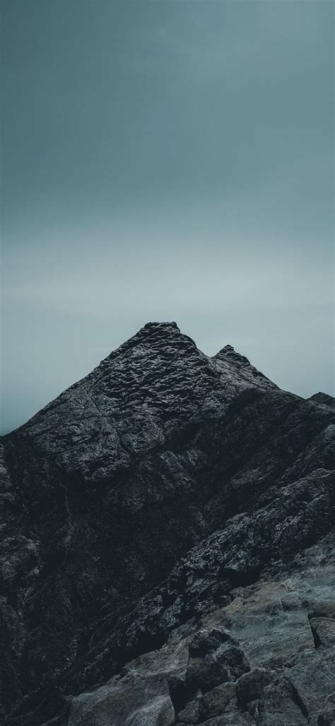 Rock Mountain Under Cloudy Sky Iphone Wallpapers Free Download