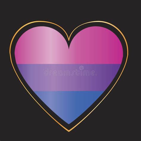 Bisexual Flag In Heart Isolated On Black Background As A Pride Concept Lgbtq Flat Vector
