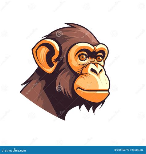Detailed Cartoon Chimpanzee Head Eye Catching Logo And Game Art
