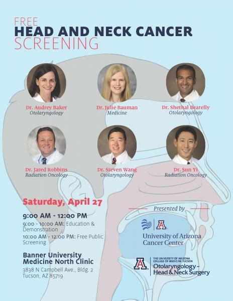 Free Head And Neck Cancer Screening 04 27 19 Otolaryngology Head And Neck Surgery
