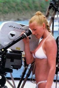 Cheryl Ladd In White Bikini Looks Into Camera Lens On Set Charlie S