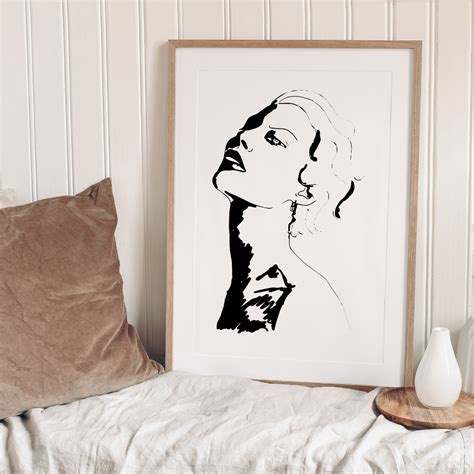 Woman Line Drawing Fashion Art Sketch Print Female Face Etsy In