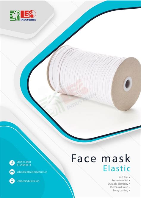 Polyester White Elastic For Face Mask Thickness 4 6 Mm Model Name