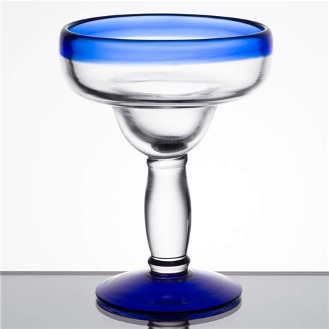 Libbey 92308 Aruba 12 Oz Margarita Glass With Cobalt Blue Rim And Base 12 Case