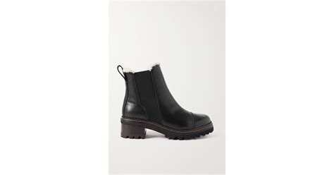 See By Chloé Mallory Shearling Lined Leather Chelsea Boots In Black Lyst