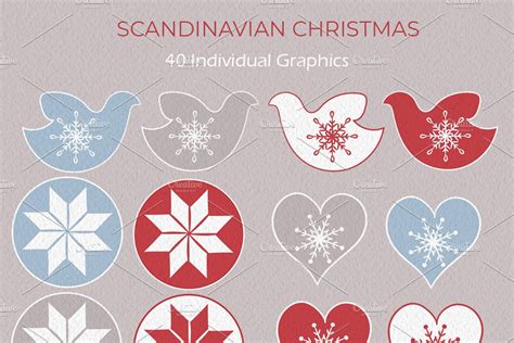 Scandinavian Christmas Graphics Set Custom Designed Illustrations
