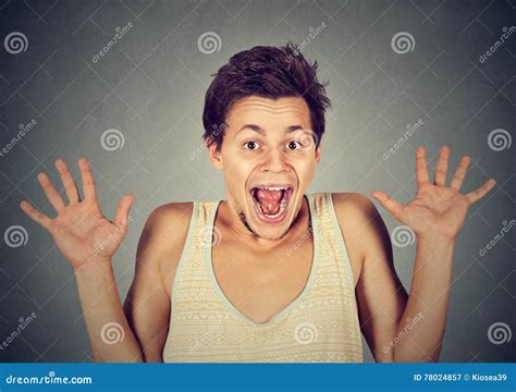 Happy Young Man Going Crazy Screaming Super Excited Stock Image Image
