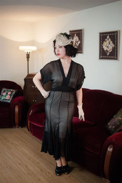 Vintage 1930s Dress Sheer Black Silk Chiffon 30s Dress With Etsy