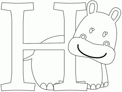 H Is For Hippo Coloring Page Abc Coloring