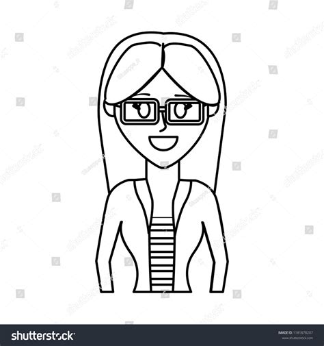 Outline Beauty Women Wearing Glasses Hairstyle Stock Vector Royalty Free 1181878207 Shutterstock