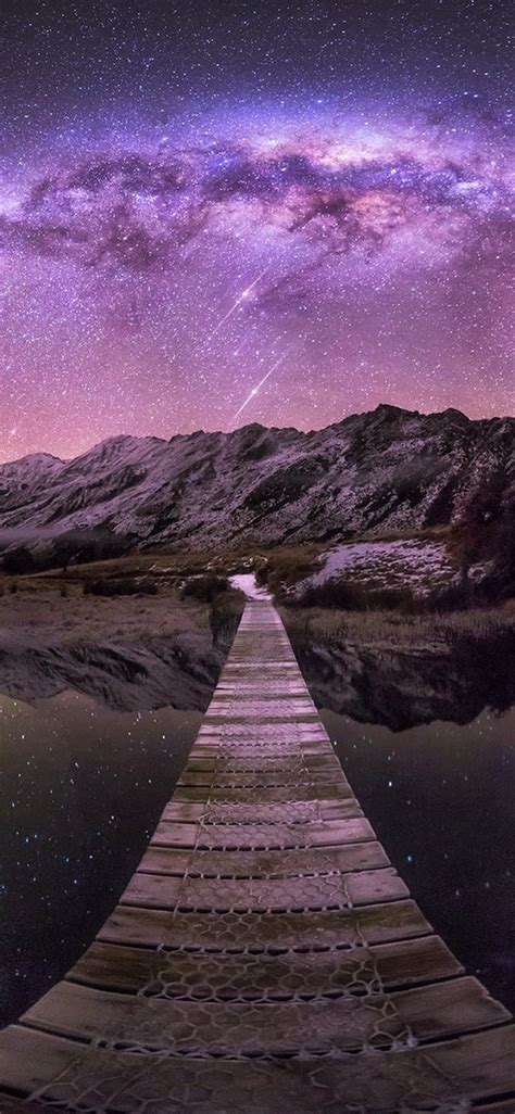 1125x2436 Galaxy Stars Over Mountain Iphone Xsiphone 10iphone X