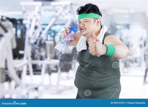 Overweight Man Drinking Water 2 Stock Image Image Of Center Health