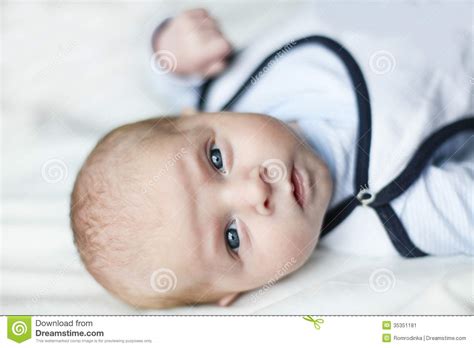 Newborn Baby Boy With Blue Eyes Stock Image Image Of Cheerful Cute