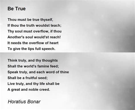 Be True Be True Poem By Horatius Bonar