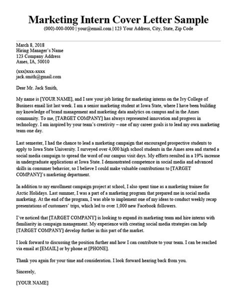 Check out this sample of a great recommendation and get the following sample letter of recommendation is written by an editor at a publishing company for as adam's supervisor during his student internship with bibliophile publishing in the fall of 2015. Marketing Intern Cover Letter Sample & Guide | Resume ...