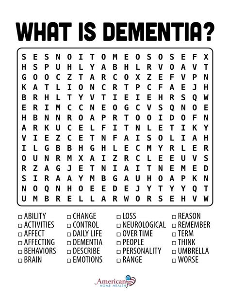 What Is Dementia Word Search Puzzle Large Print American Home Fruits
