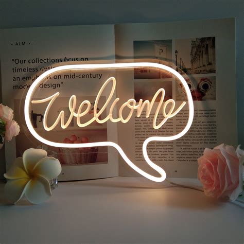 Welcome Led Neon Sign With 3d Art Powered By Usb Neon Shop Etsy