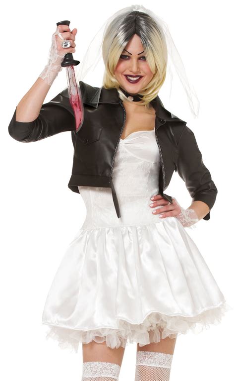 Sexy Womens 80s Bride Of Chucky Halloween Fancy Dress Costume