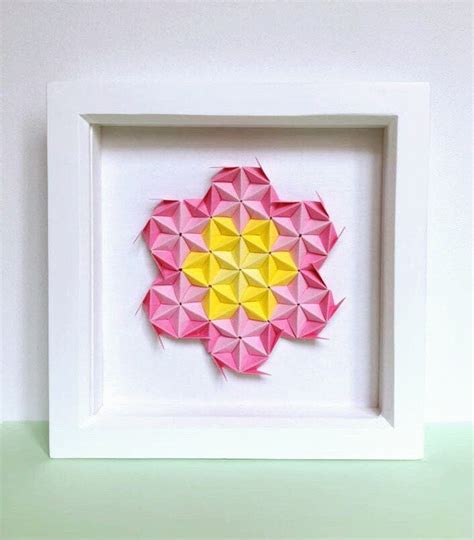 Pink Flower Modular Origami Wall Art Origami Wall Art 3d Etsy