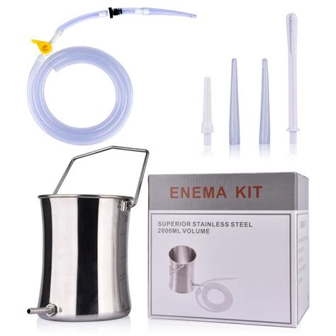 Health Flusher Constipation Wash Anal Vagina Cleaner Tool Kit L Stainless Steel Enema Bucket