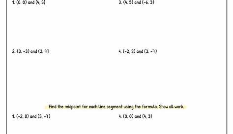 Geometry Distance Formula Worksheet