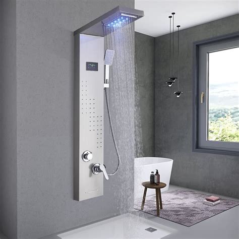 Senlesen Led Shower Panel Tower Massage Body Jet System Rainandwaterfall
