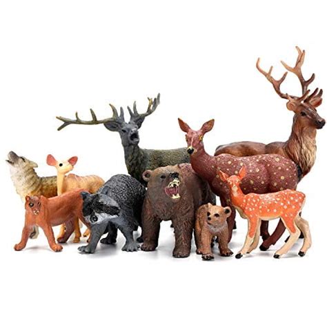 Woodland Animals Figurines Toys 10 Piece Realistic Plastic Wild Forest