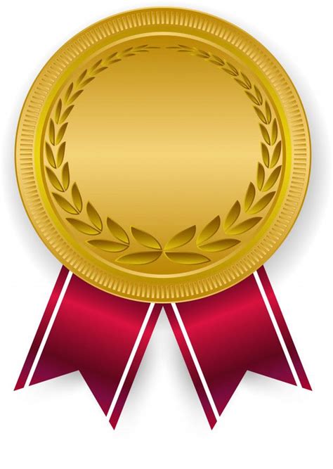Premium Vector 3d Gold Blank Medal And Red Ribbon Red Ribbon