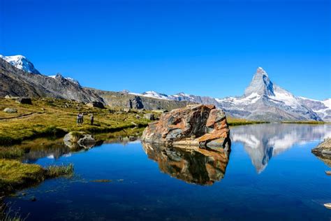 Stellisee Beautiful Lake With Reflection Of Matterhorn Zermatt