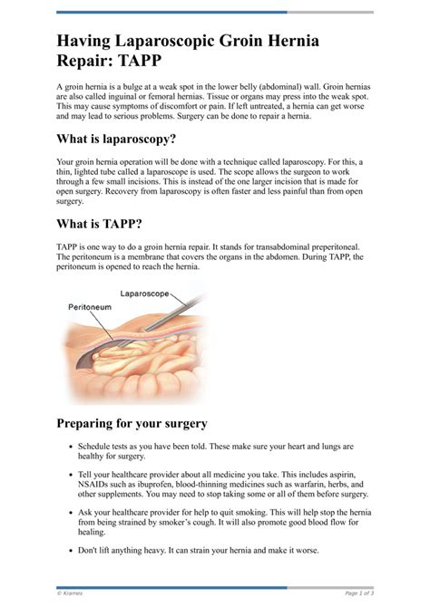 Text Having Laparoscopic Groin Hernia Repair Tapp Healthclips Online