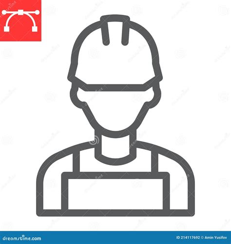ícone De Linha Do Trabalhador De Construção Engenheiro E Reparador