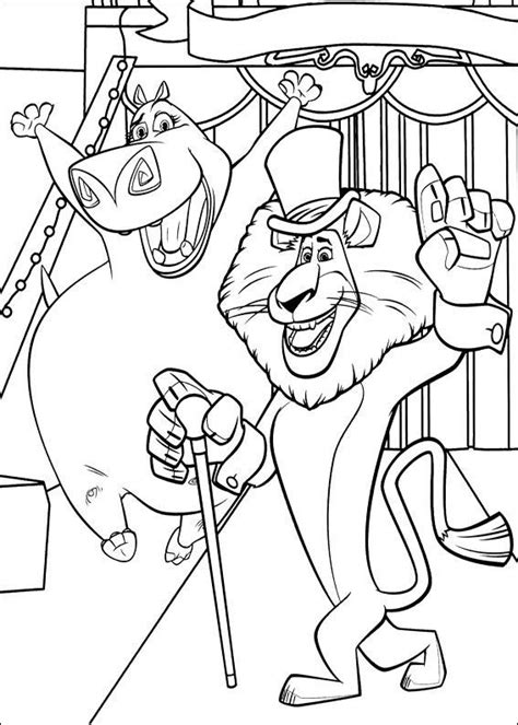 Features all your favorite characters from madagascar 3 including alex, gloria, julian, and the penguins. Madagascar Lions And Hippos In A Circus | Coloring pages ...
