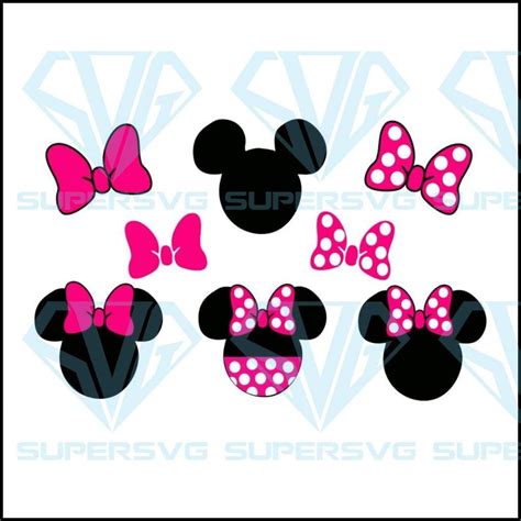 Minnie Mouse Head Ears Pink Polka Dots Bow Disney Svg Disneyland Svg