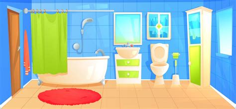 Bathroom Cartoon Images Eingestellt Stanza Impostate Icone Scenery