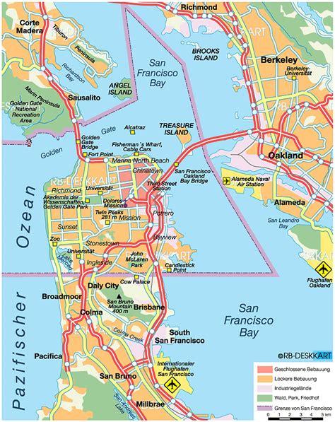 Map Of San Francisco City In United States Usa Welt Atlasde