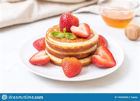 Pancake With Fresh Strawberries Stock Photo Image Of Syrup Nutrition