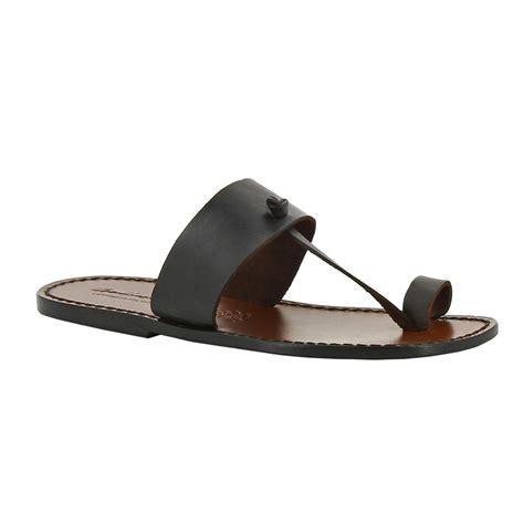 dark brown leather thong sandals handmade in italy the leather craftsmen