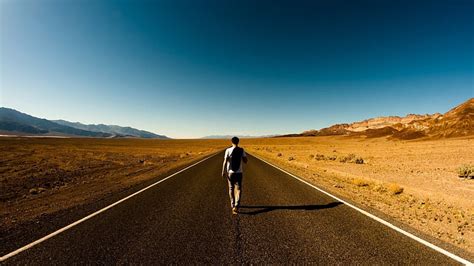Hd Wallpaper Man Walking On Middle Of Road Surrounded By Desert Men