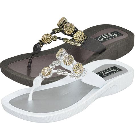 Grandco Sandals Sea Shell Thong 28259 Beaded Sandals For Women