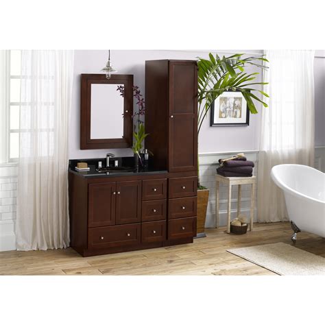 A corner bathroom cabinet with drawers and open and closed shelving? Bathroom Vanities: Bathroom Vanity Set With Linen Tower